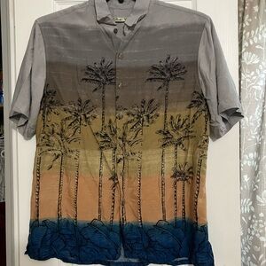 Batick bay Tropical Palm Shirt - Gray, Tan, Blue